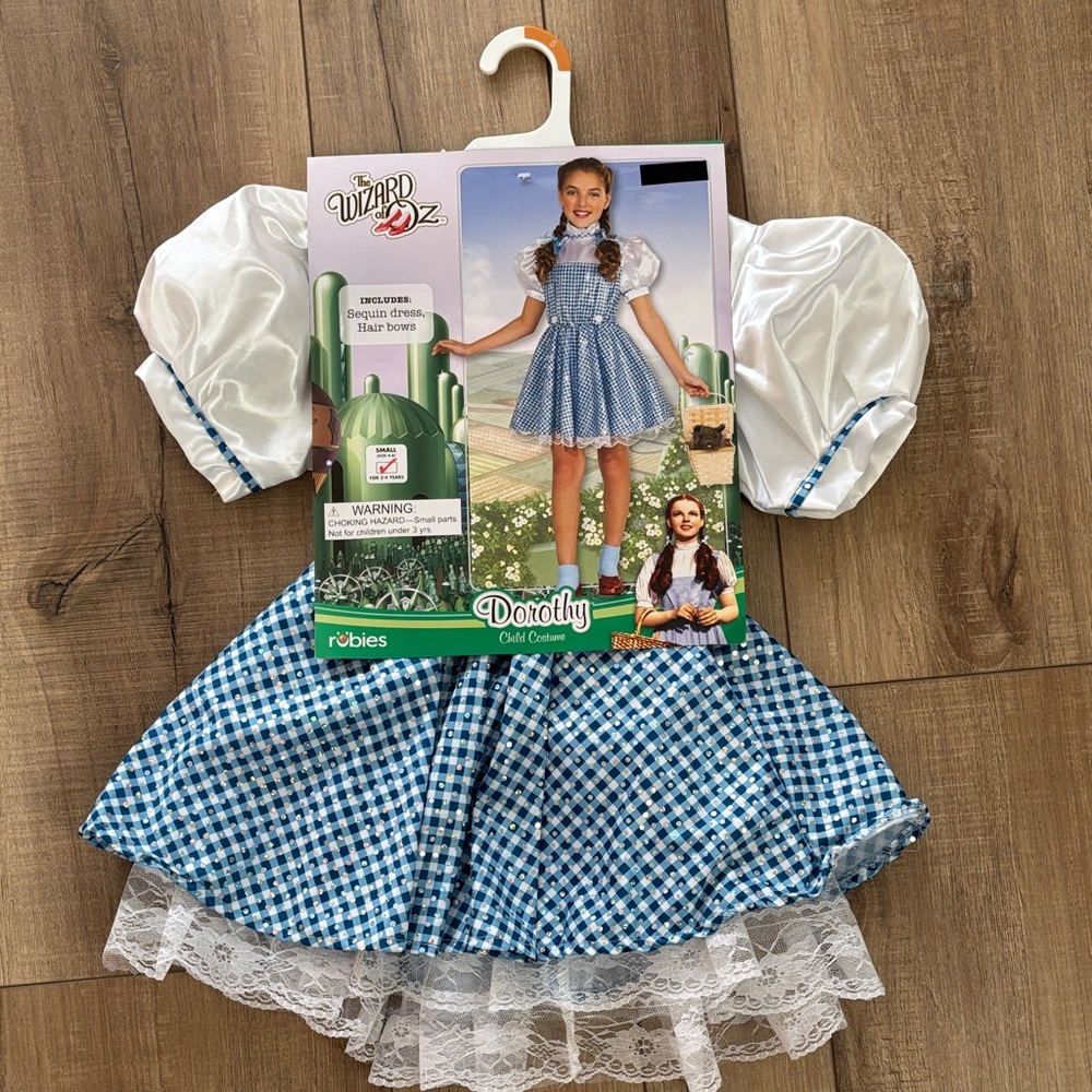 New-The Wizard of Oz Blue and White Checkered Dorothy Costume (small 4-6yrs)